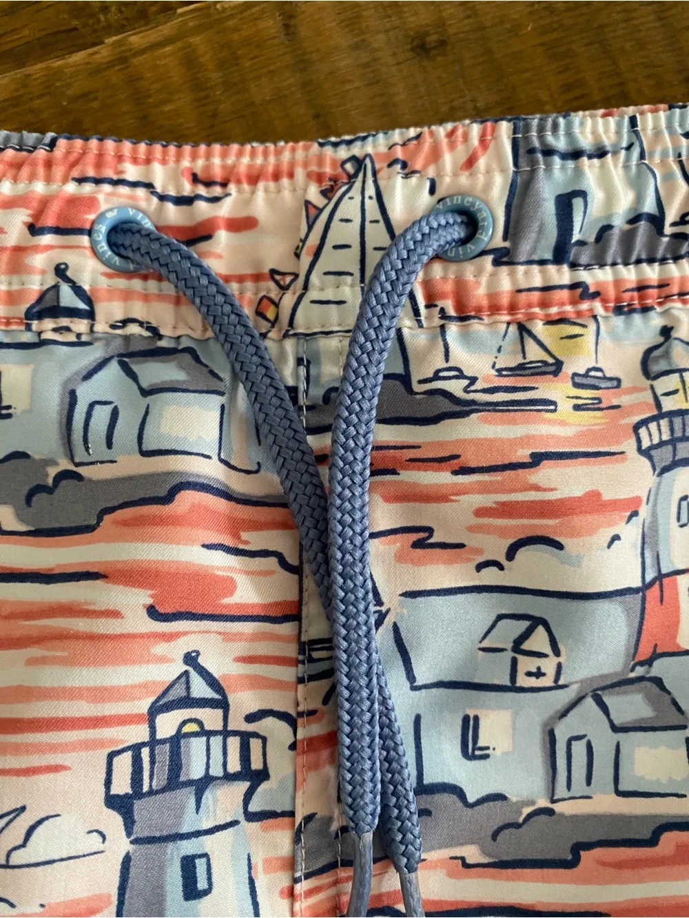 Vineyard Vines Boy’s Lighthouse Print Swim Trunks Shorts - Medium 10/12